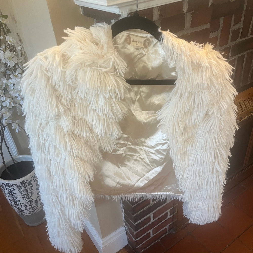 Altar'd State Cream Fringe Jacket